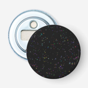 Colourful sparkling stars in night sky black desig bottle opener