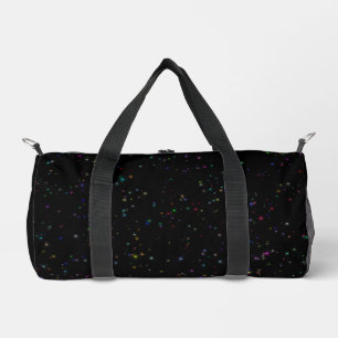 Colourful sparkling stars in night sky black desig duffle bag