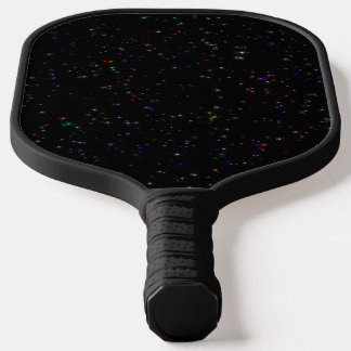 Colourful sparkling stars in night sky black desig pickleball paddle