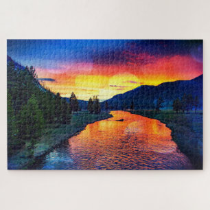 Colourful Sparkling Yellowstone River Landscape Jigsaw Puzzle