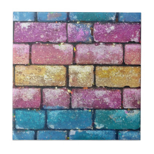 Colourful Sparkly Brick Pattern Ceramic Tile