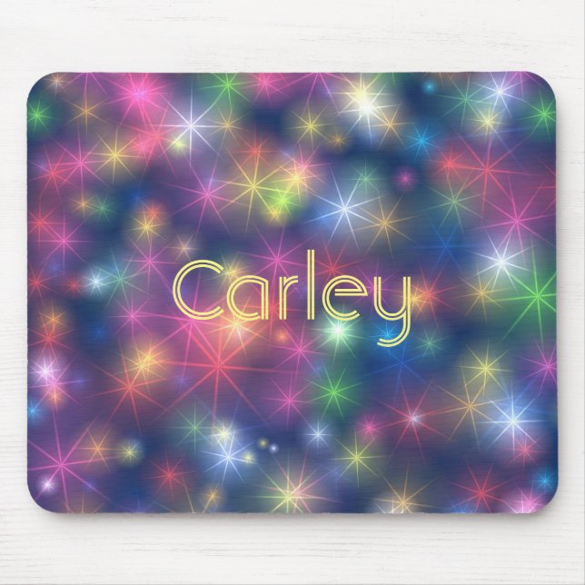 Colourful Sparkly Neon Lights Bokeh Personalised Mouse Pad (Front)