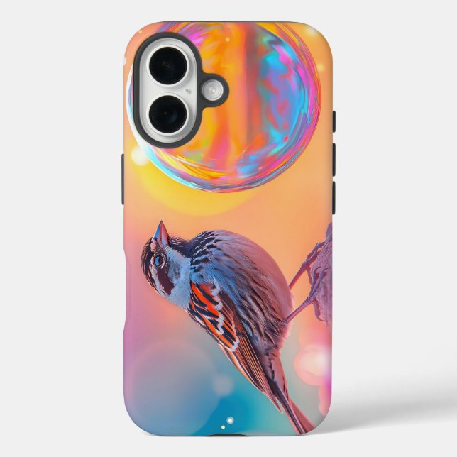 Colourful Sparrow and Rainbow Bubble  Case-Mate iPhone Case (Back)