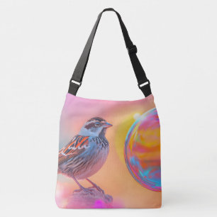 Colourful Sparrow and Rainbow Bubble Crossbody Bag
