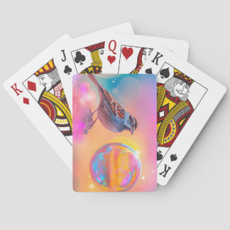 Colourful Sparrow and Rainbow Bubble Playing Cards