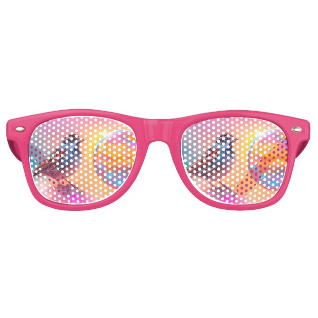 Colourful Sparrow and Rainbow Bubble  Retro Sunglasses (Front)