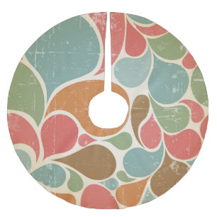 Colourful Spatters: Abstract Retro Pattern. Brushed Polyester Tree Skirt