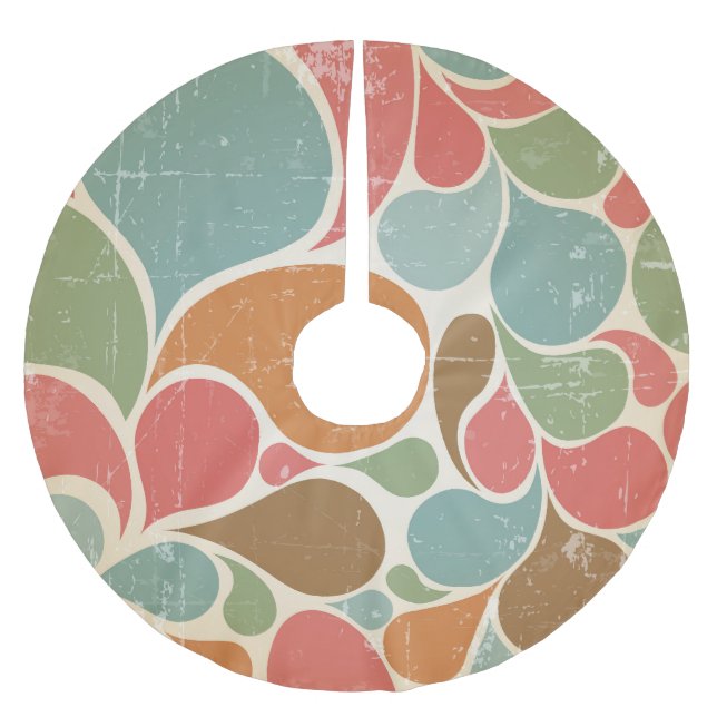 Colourful Spatters: Abstract Retro Pattern. Brushed Polyester Tree Skirt (Front)