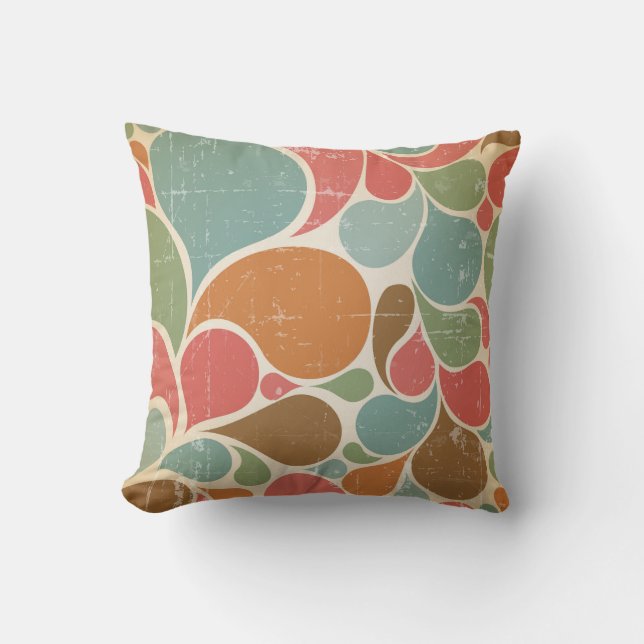 Colourful Spatters: Abstract Retro Pattern. Cushion (Front)