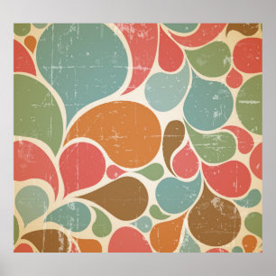 Colourful Spatters: Abstract Retro Pattern. Poster