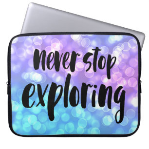 Colourful Speckled Lights/Never Stop Exploring Laptop Sleeve