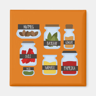 Colourful spice jars cooking style magnet