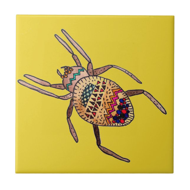 Colourful Spider arachnid art Ceramic Tile (Front)