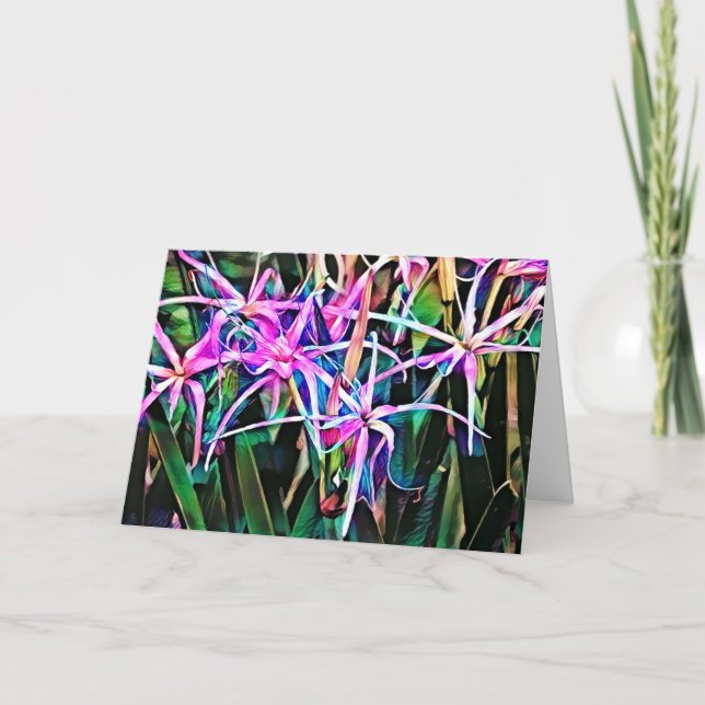 Colourful Spider Lily Art Note Card (Front)