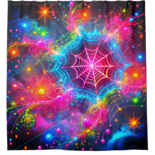 Colourful Spider Web Shower Curtain