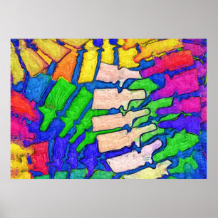 Colourful Spine Art Poster (Horizontal)