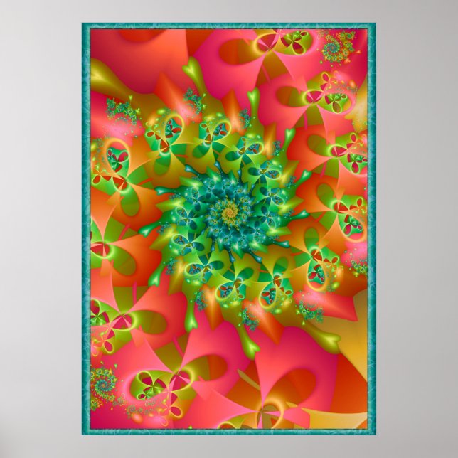 Colourful Spinning Hearts Poster (Front)