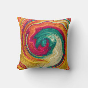Colourful Spiral Abstract Art Cushion