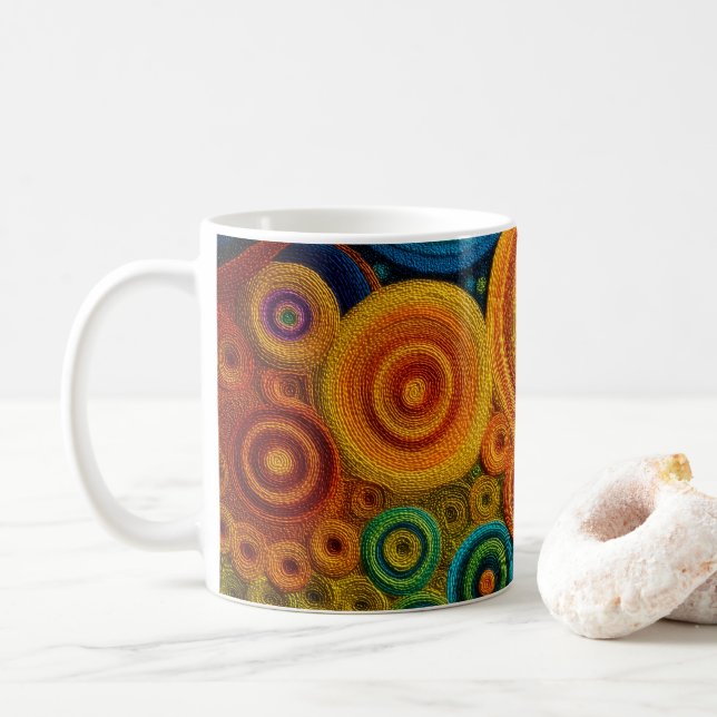 Colourful Spiral Abstract Pattern Geometric Swirl Coffee Mug (With Donut)