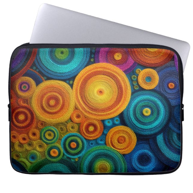 Colourful Spiral Abstract Pattern Geometric Swirl Laptop Sleeve (Front)