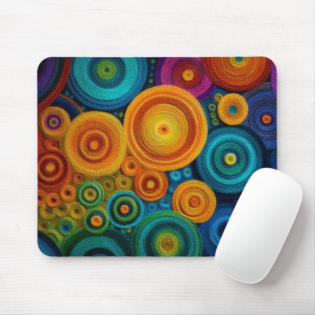 Colourful Spiral Abstract Pattern Geometric Swirl Mouse Pad (With Mouse)