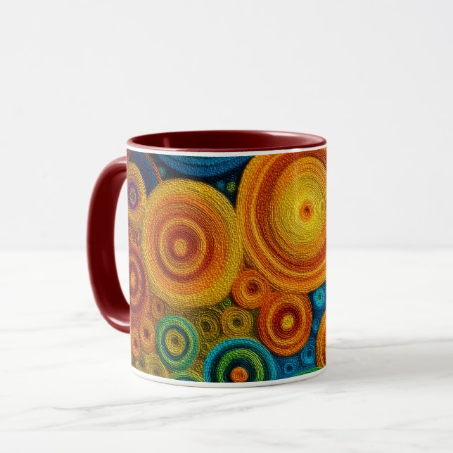 Colourful Spiral Abstract Pattern Geometric Swirl Mug (Front Left)