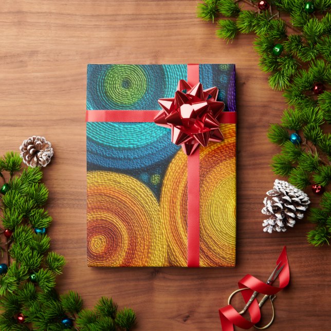 Colourful Spiral Abstract Pattern Geometric Swirl Wrapping Paper (Holiday Gift)