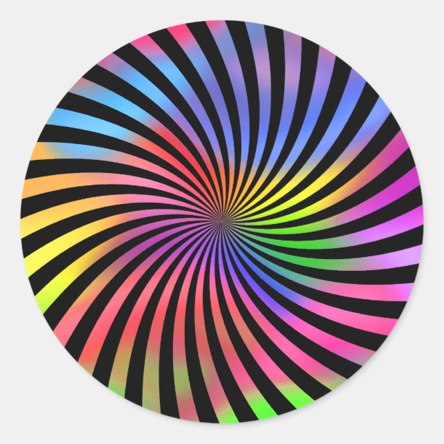 Colourful Spiral Design: Classic Round Sticker (Front)
