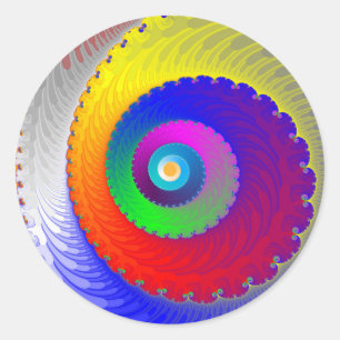 Colourful Spiral Fractal Classic Round Sticker