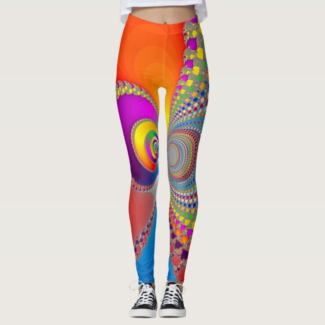 Colourful Spiral Fractal Leggings (Front)