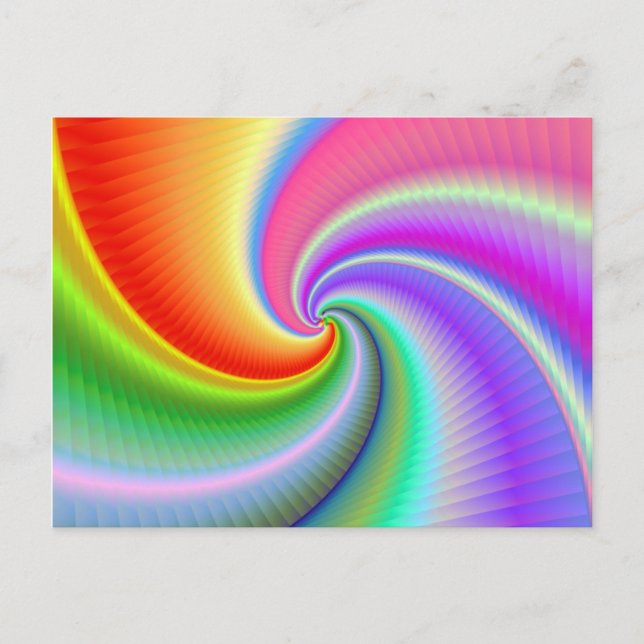 Colourful Spiral Fractal Postcard (Front)