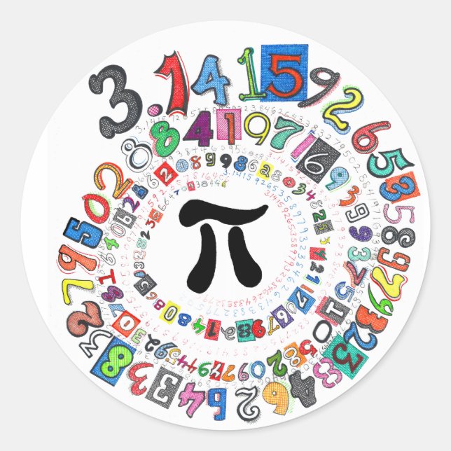 Colourful sPiral of Pi Calculated Classic Round Sticker (Front)