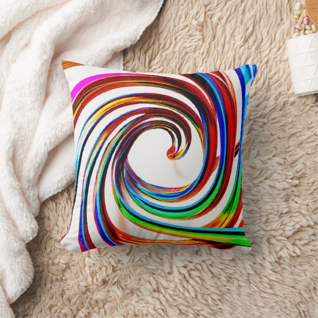 Colourful Spiral Pattern Art Cushion (Blanket)