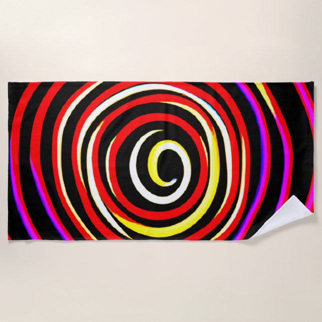 Colourful Spiral Pattern Beach Towel (Front)