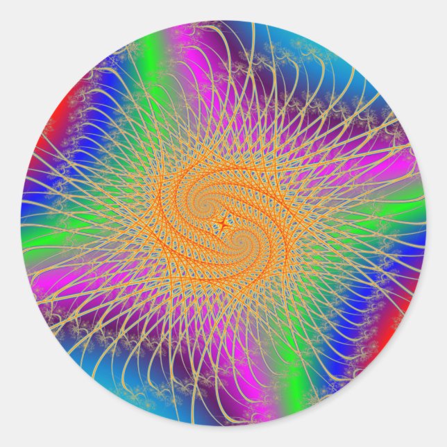 Colourful Spiral Pattern Classic Round Sticker (Front)
