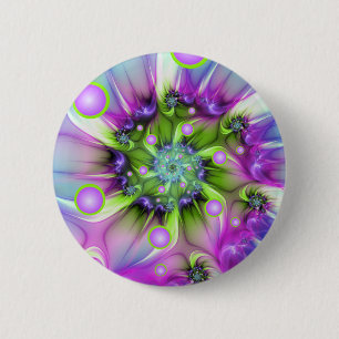 Colourful Spiral Round Shapes Abstract Fractal Art 6 Cm Round Badge