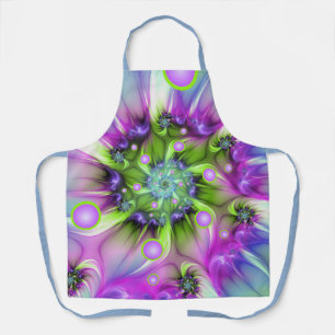 Colourful Spiral Round Shapes Abstract Fractal Art Apron
