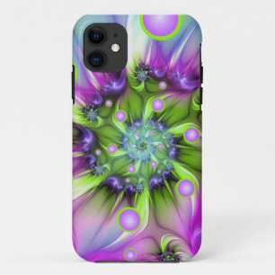 Colourful Spiral Round Shapes Abstract Fractal Art iPhone 11 Case
