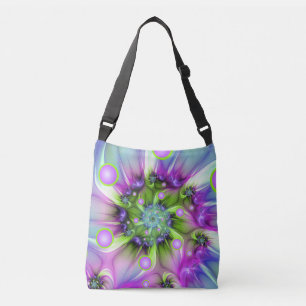 Colourful Spiral Round Shapes Abstract Fractal Art Crossbody Bag