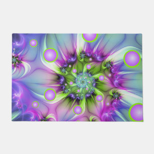 Colourful Spiral Round Shapes Abstract Fractal Art Doormat