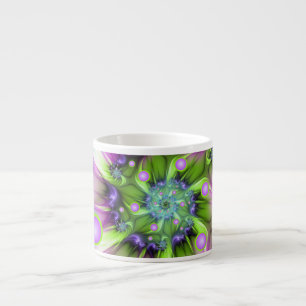 Colourful Spiral Round Shapes Abstract Fractal Art Espresso Cup