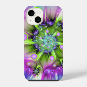 Colourful Spiral Round Shapes Abstract Fractal Art iPhone 14 Case