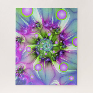 Colourful Spiral Round Shapes Abstract Fractal Art Jigsaw Puzzle