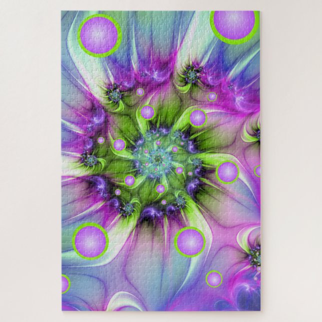 Colourful Spiral Round Shapes Abstract Fractal Art Jigsaw Puzzle (Vertical)