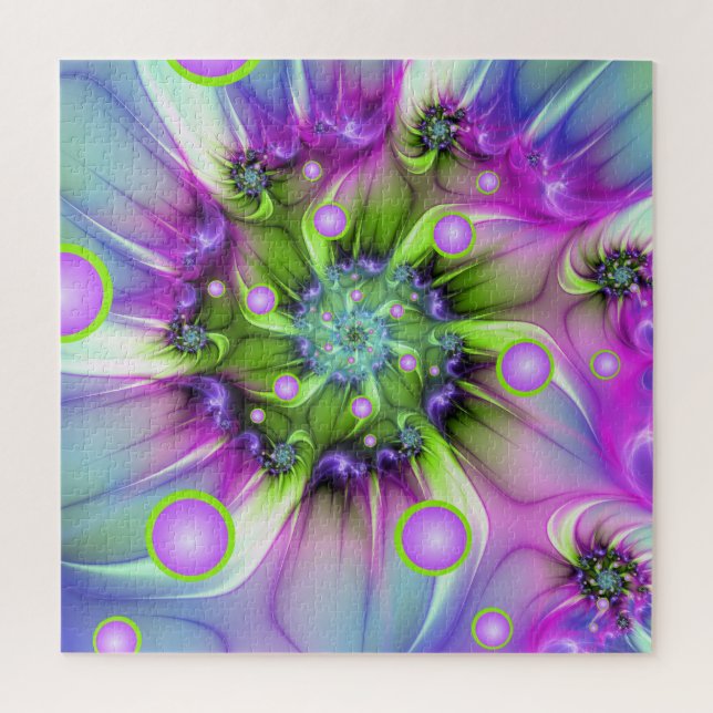 Colourful Spiral Round Shapes Abstract Fractal Art Jigsaw Puzzle (Vertical)