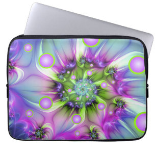 Colourful Spiral Round Shapes Abstract Fractal Art Laptop Sleeve