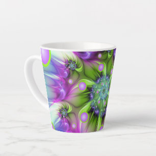 Colourful Spiral Round Shapes Abstract Fractal Art Latte Mug