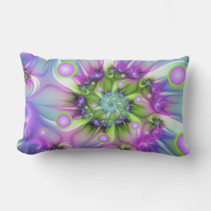 Colourful Spiral Round Shapes Abstract Fractal Art Lumbar Cushion