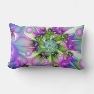 Colourful Spiral Round Shapes Abstract Fractal Art Lumbar Cushion