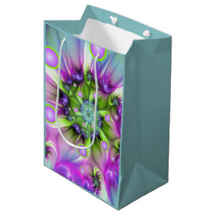 Colourful Spiral Round Shapes Abstract Fractal Art Medium Gift Bag